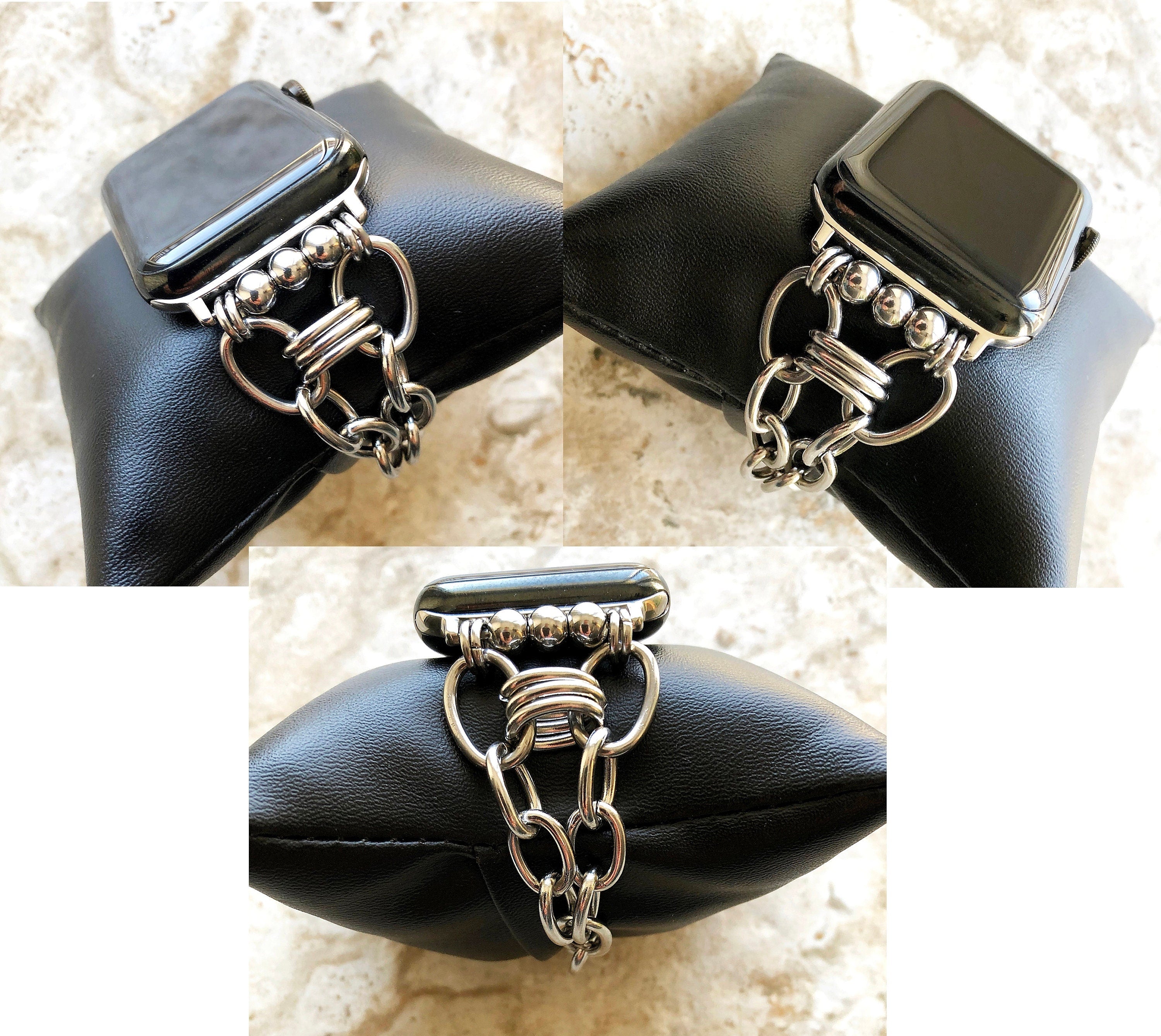 Apple Watch New Silver Color Bracelet for iWatch Ultra 2 49mm and 9 8 Series 41mm 45mm Case Stainless Steel Band Handmade Jewelry Strap